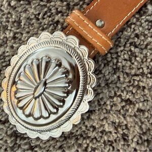 Concho buckle Silver and Brown Western Belt COACHELLA